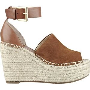 Marc Fisher | Women's brown suede upper, leather heel wedge espadrille size 11